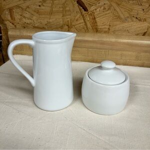 White Porcelain Creamer and Sugar Set